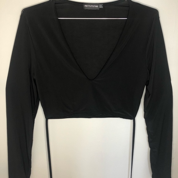 Black tie waist crop top PrettyLittleThing #131 - Picture 3 of 12